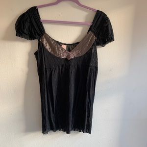 Free People Sheer Black Lace Top